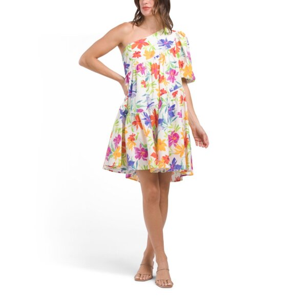 EBBY & I Multi One Shoulder Floral Mini Dress - Picture 1 of 2